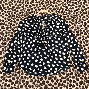 J CREW brushstroke blouse, navy/white